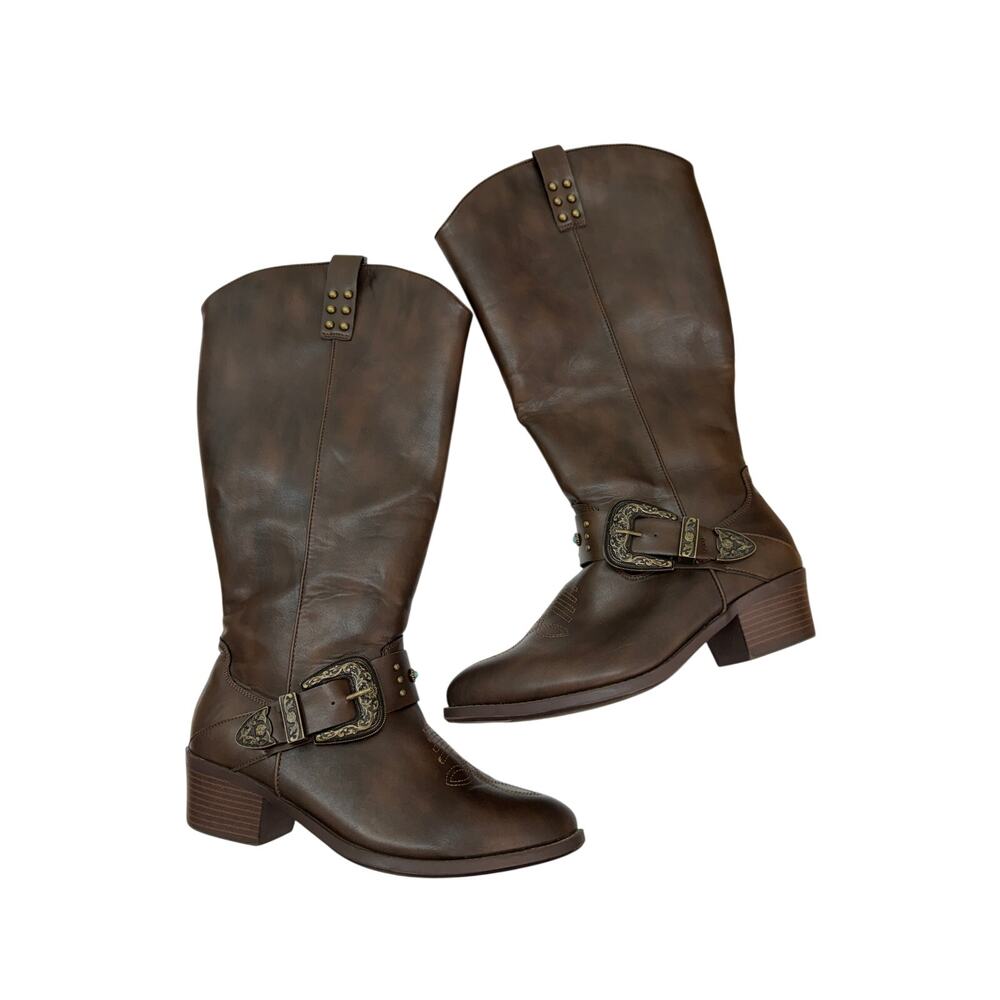 $100 Torrid Side Buckle Western Knee Boot 12 WW
